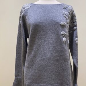 Maglia in pura lana con ricamo floreale Elena Miro'